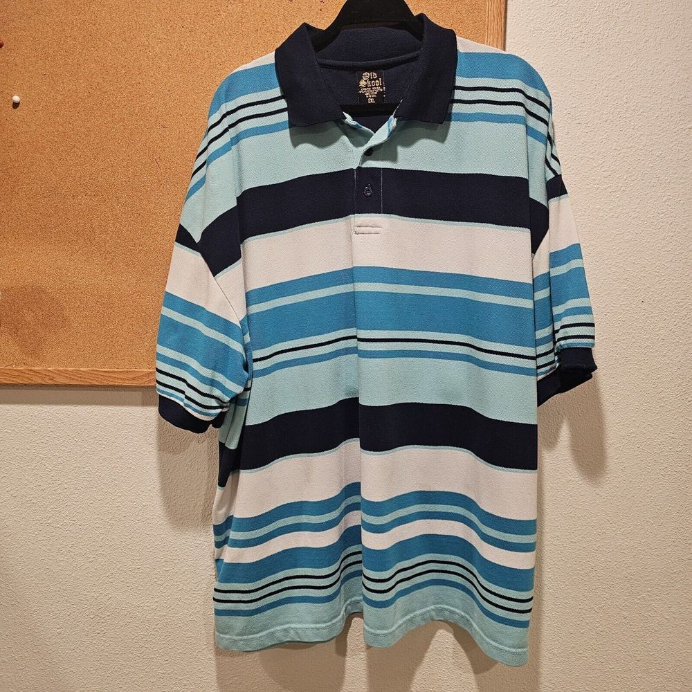 Old Skool men's shirt sz 4X 4XL blue short sleeves extra large polo style boys‎